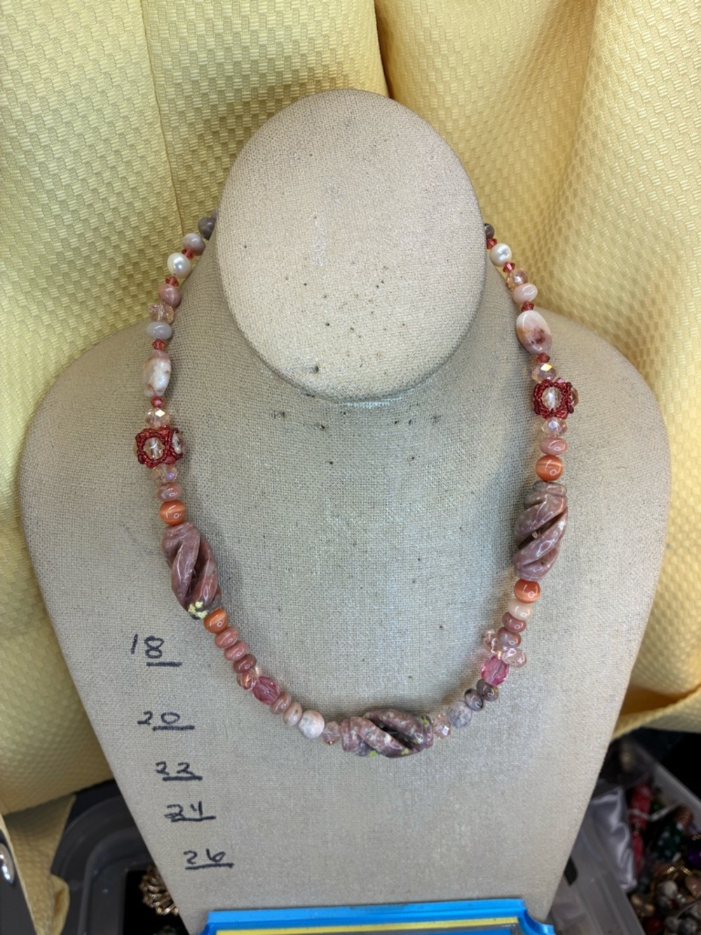 Pink zebra jasper Bead Statement Necklace